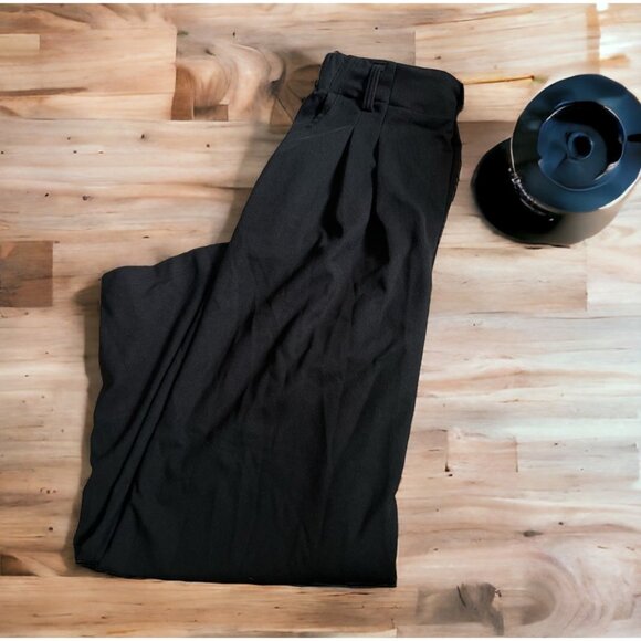 Halara High Waisted Wide Leg Waffle Casual Pants Sz Medium Womens Black Plicated - Picture 5 of 10